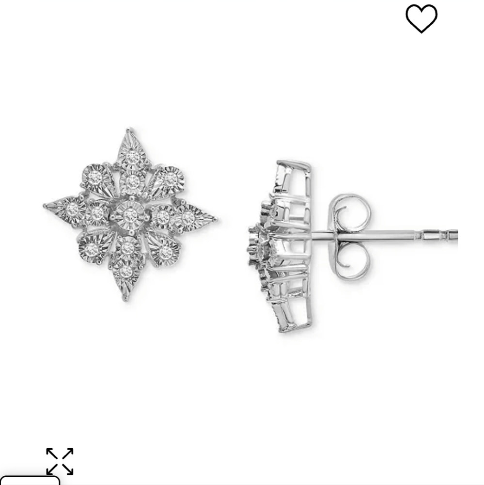 Diamond Cluster Stud Earrings (1/10 ct. t.w.) in Sterling Silver, Created for Ma
